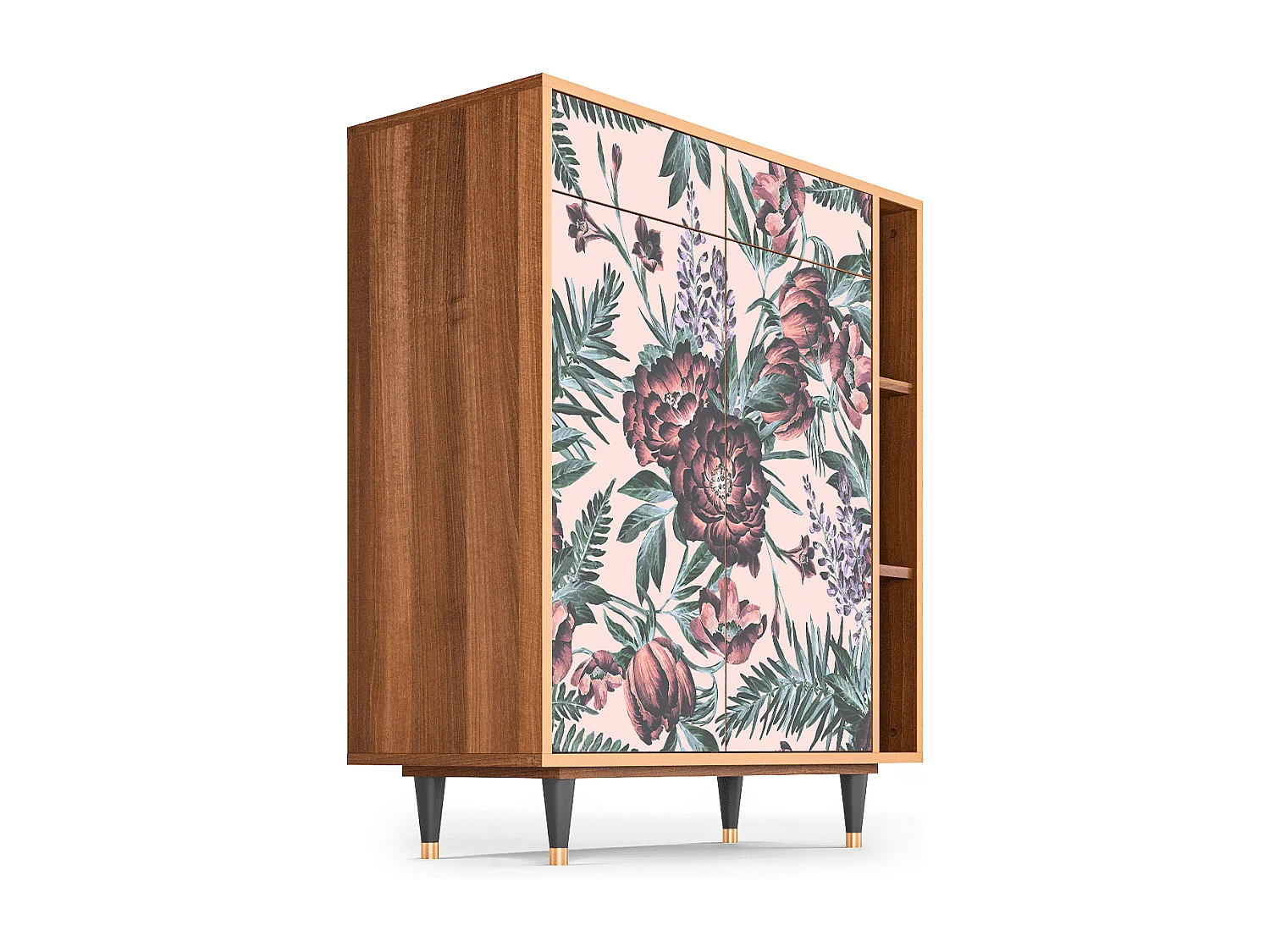 Kredens - 96х110х41 cm - BS6 - Peach Peonies, Orzech