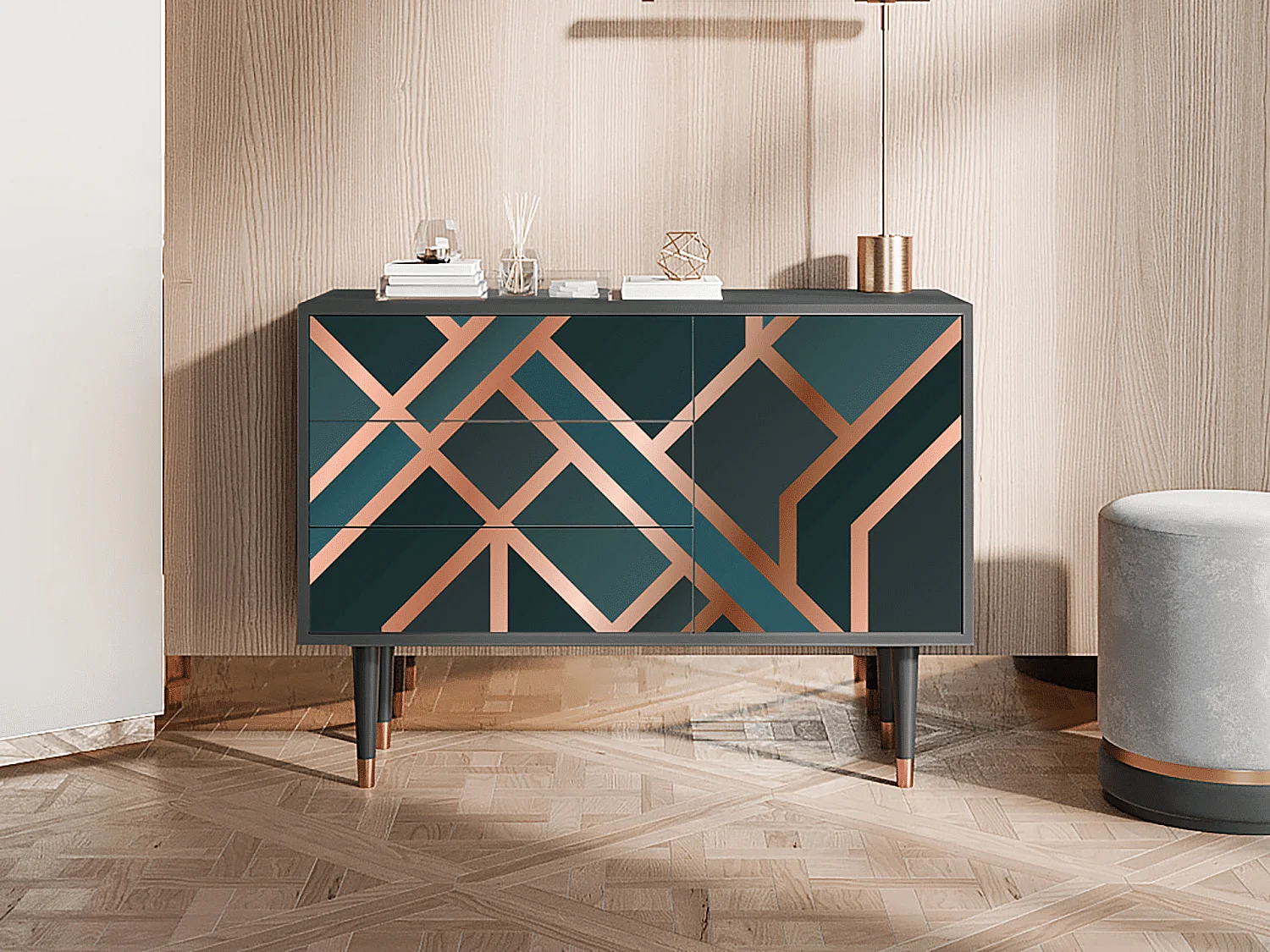 Kredens - 115х84х41 cm - S3 - Bronze Crossroad, Antracyt