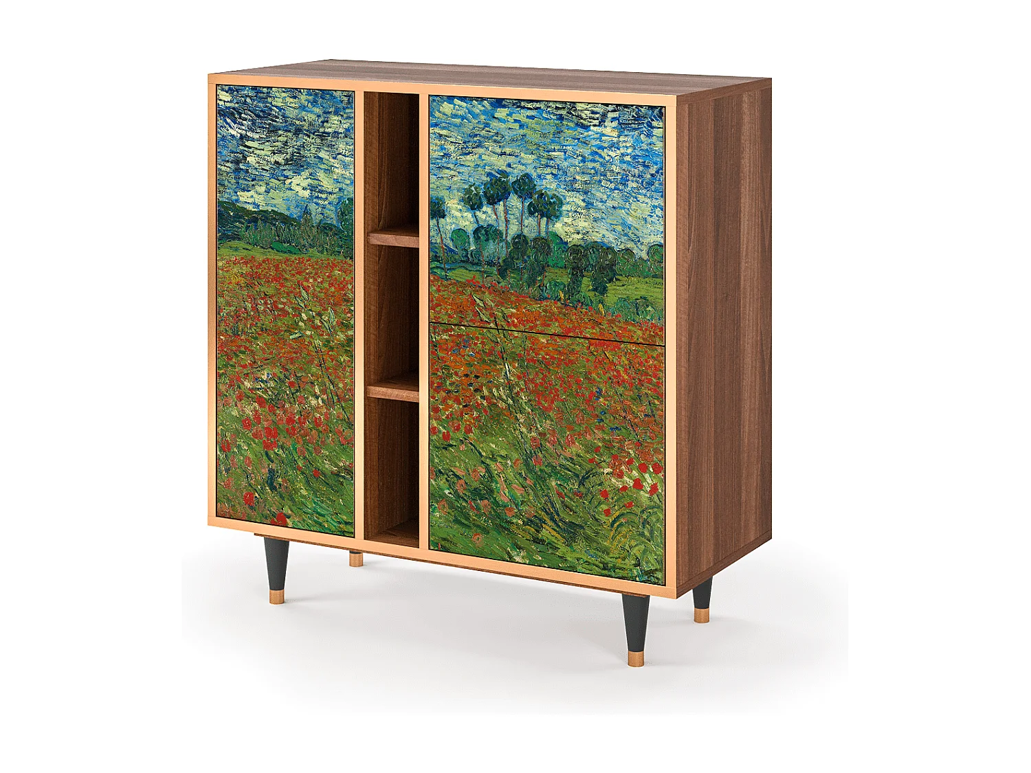 Buffet - 94х96х41 cm - BS5 - Poppy field by van Gogh, Noyer
