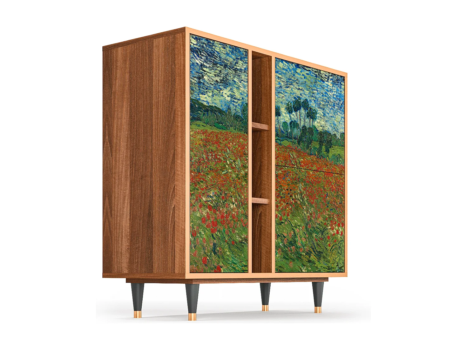 Buffet - 94х96х41 cm - BS5 - Poppy field by van Gogh, Noyer
