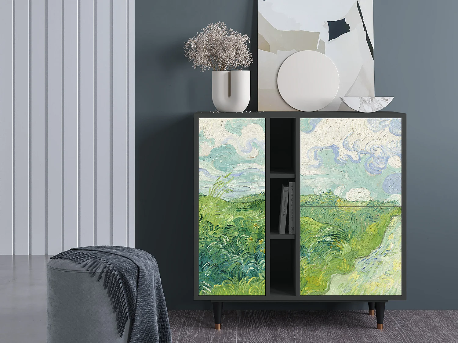 Kredens - 94х96х41 cm - BS5 - Green Wheat Fields, Antracyt