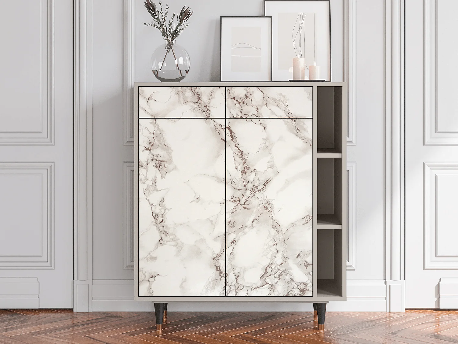 Dressoir - 96х110х41 cm - BS6 - Milk Marble, Zand