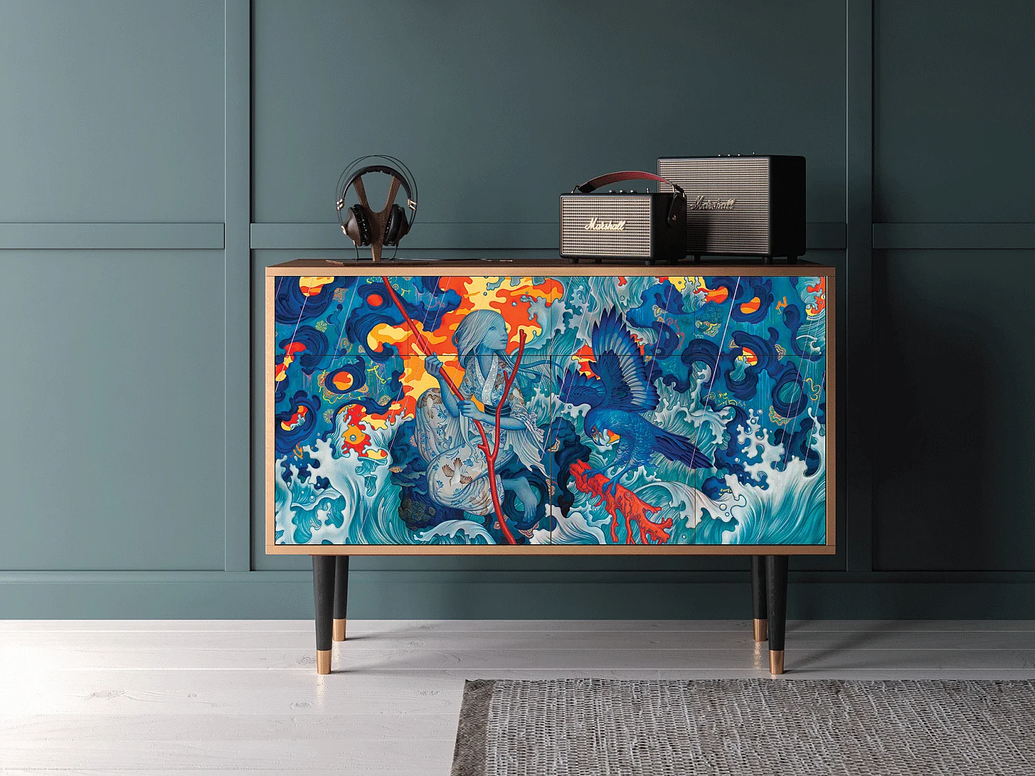 Buffet - 115x85x48 cm - BS4 - The Girl - James Jean, Noyer