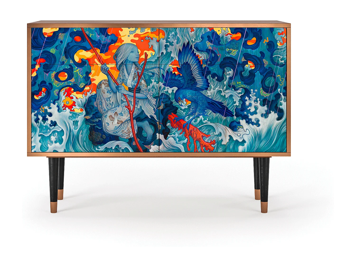 Sideboard - 115x85x48 cm - BS4 - The Girl - James Jean, Walnuss