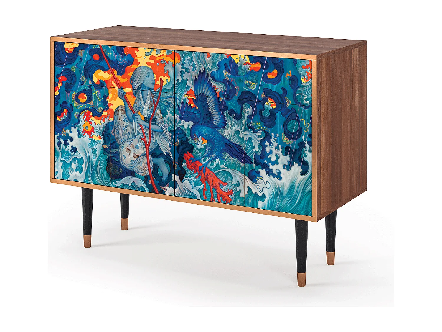 Sideboard - 115x85x48 cm - BS4 - The Girl - James Jean, Walnuss