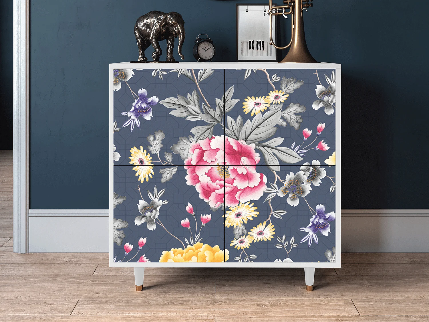 Kredens - 94x96x48 cm - BS3 - Dark Flower Bed, Biały