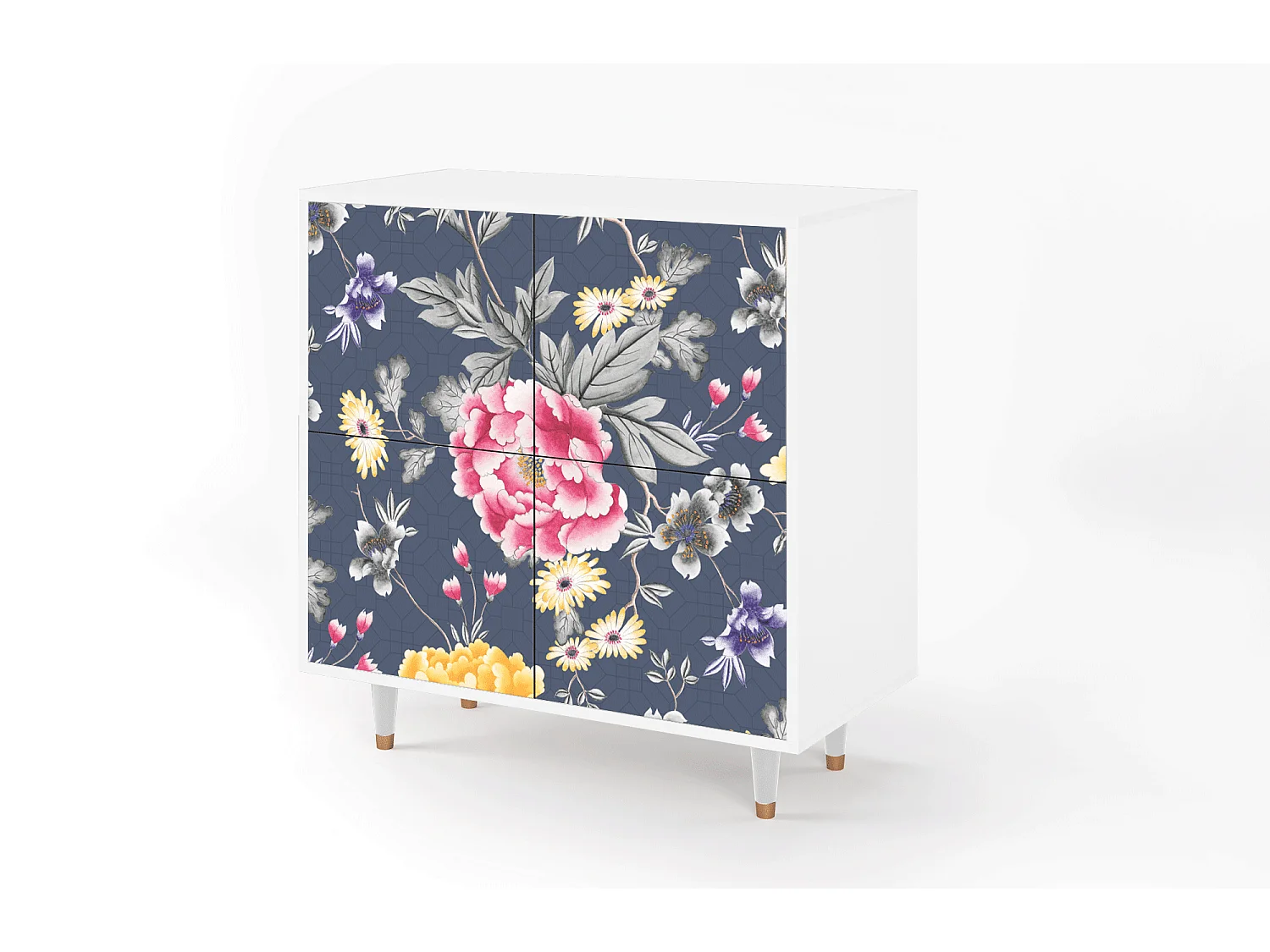 Kredens - 94x96x48 cm - BS3 - Dark Flower Bed, Biały