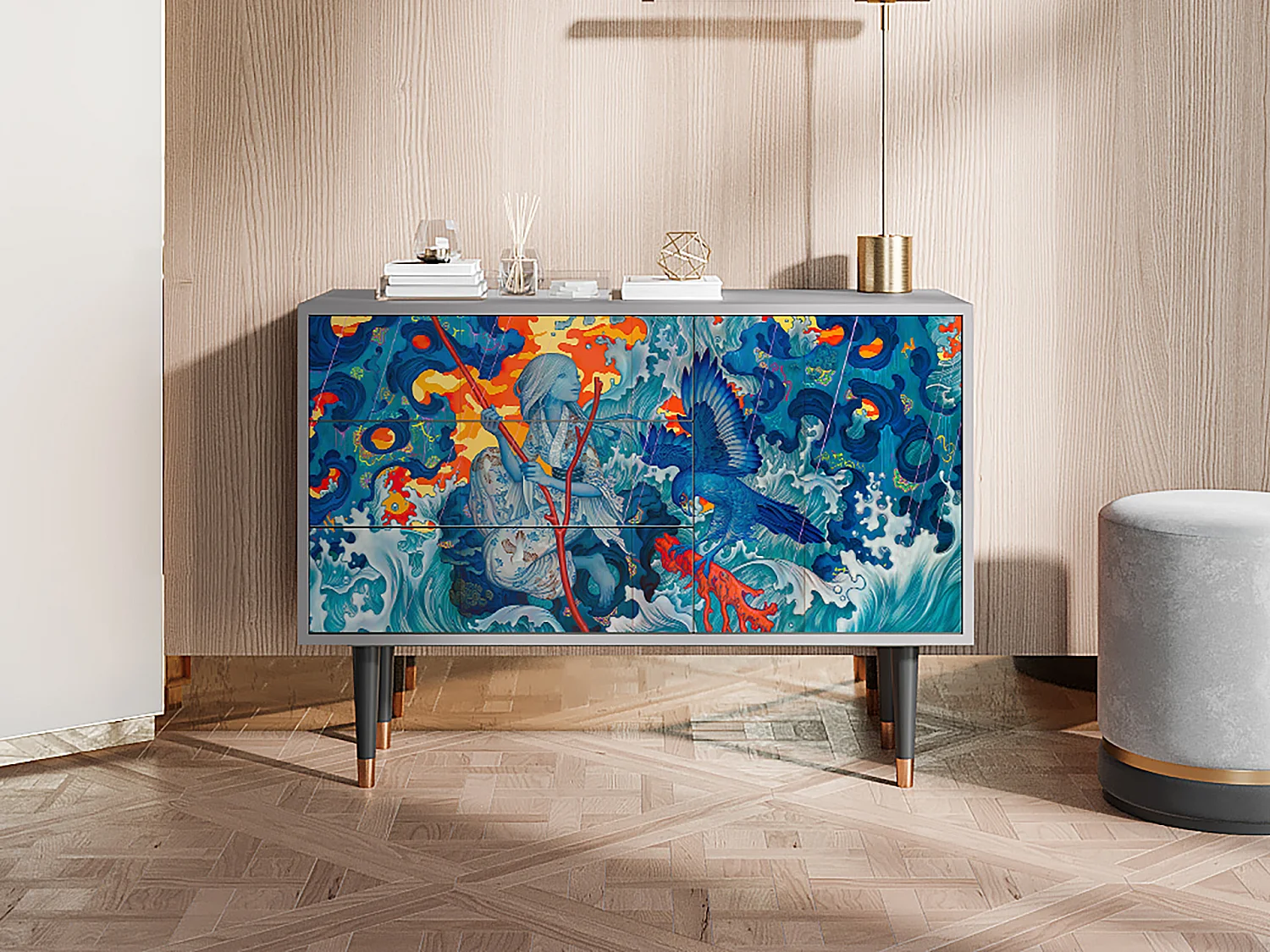 Sideboard - 115х84х41 cm - S3 - The Girl - James Jean, Grau