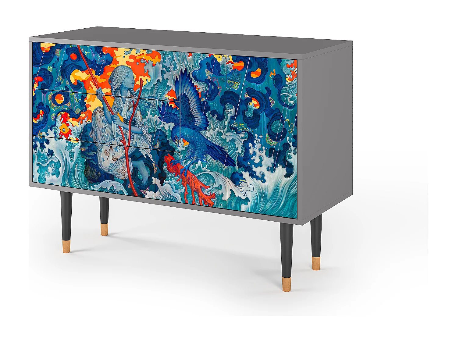 Sideboard - 115х84х41 cm - S3 - The Girl - James Jean, Grau