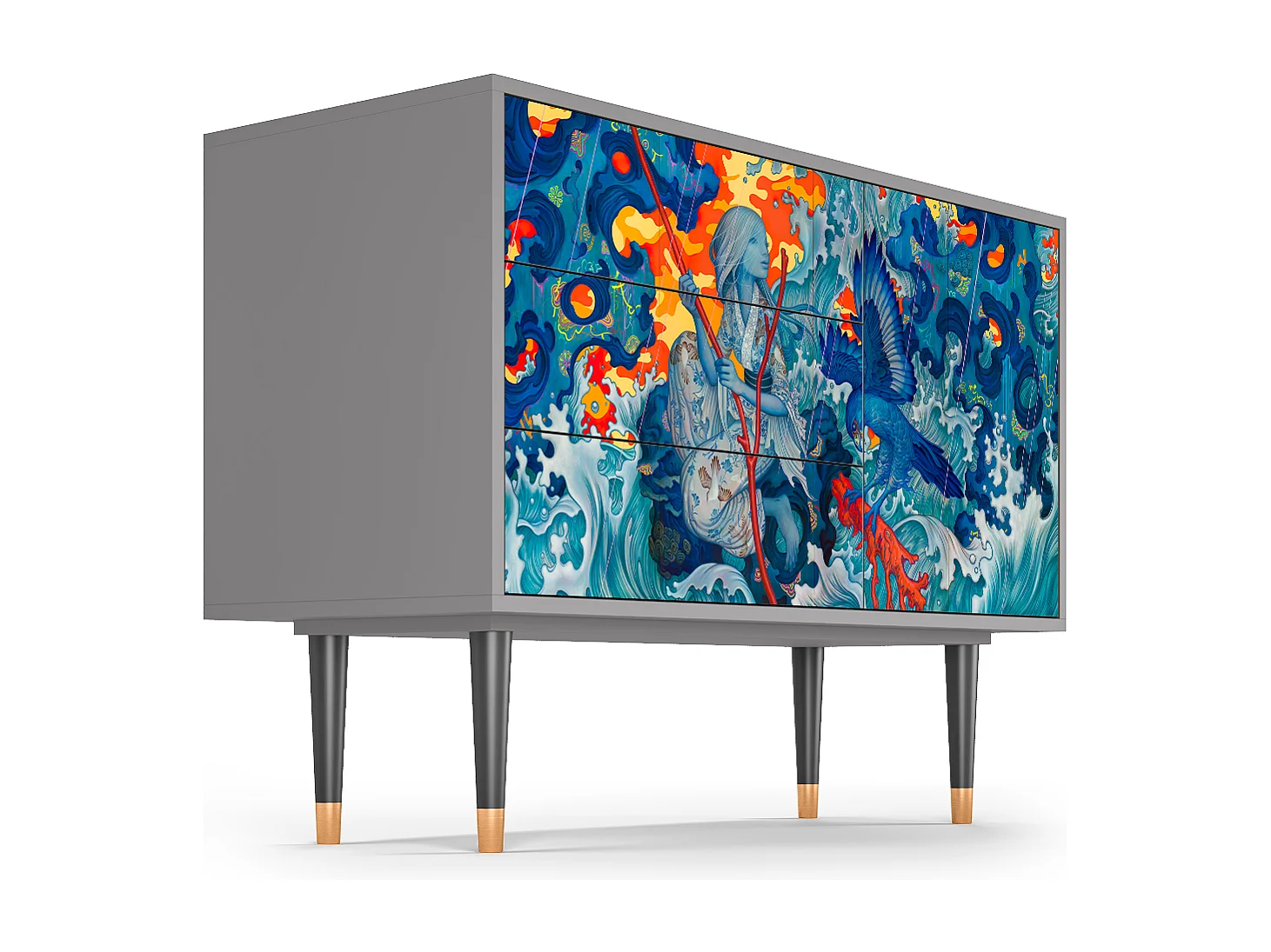 Sideboard - 115х84х41 cm - S3 - The Girl - James Jean, Grau