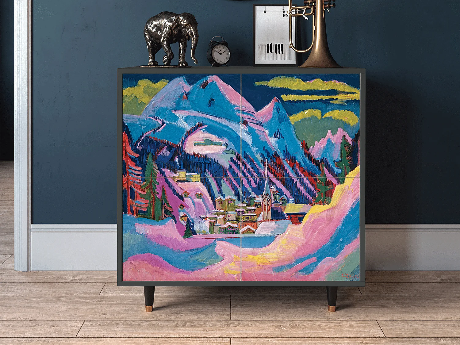 Kredens - 94x96x48 cm - BS3 - Davos Winter, Antracyt