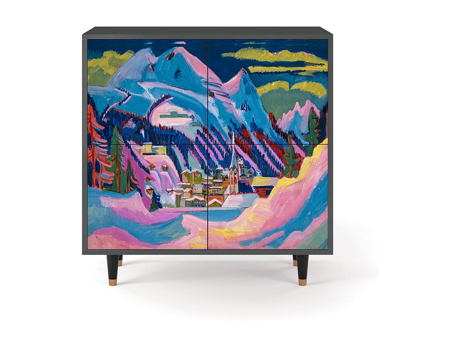 Kredens - 94x96x48 cm - BS3 - Davos Winter, Antracyt