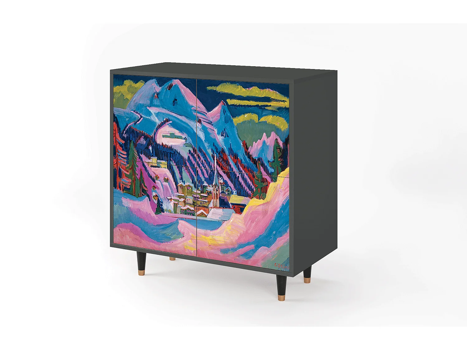 Kredens - 94x96x48 cm - BS3 - Davos Winter, Antracyt