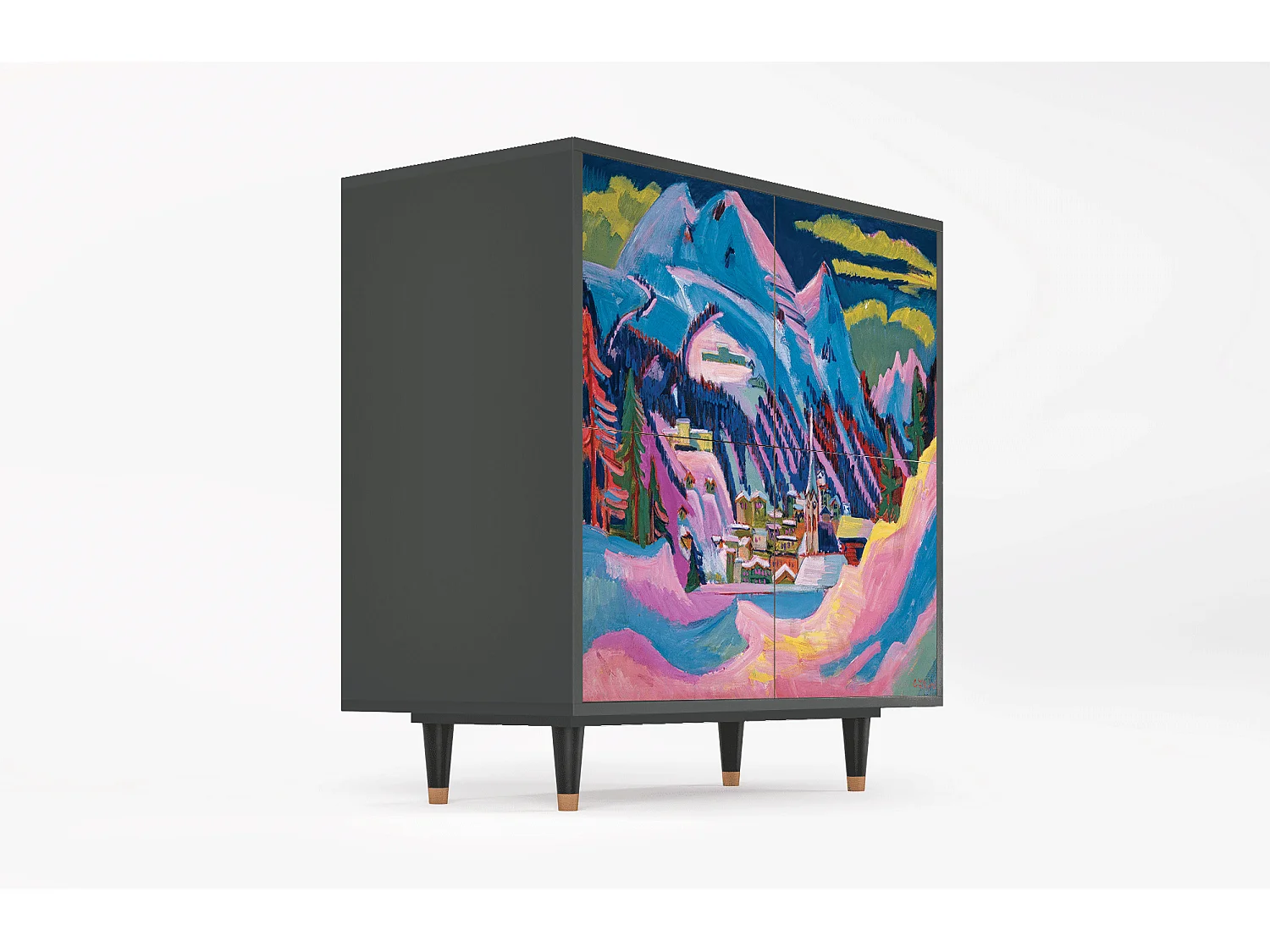 Kredens - 94x96x48 cm - BS3 - Davos Winter, Antracyt