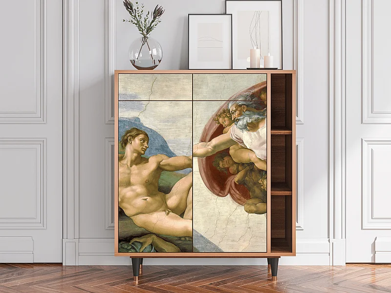 Kredens - 96х110х41 cm - BS6 - The Creation of Adam, Orzech