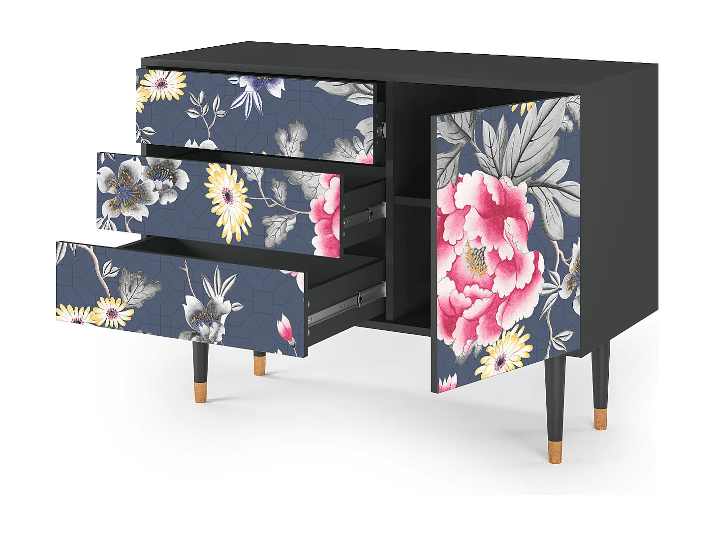 Kredens - 115х84х41 cm - S3 - Dark Flower Bed, Antracyt