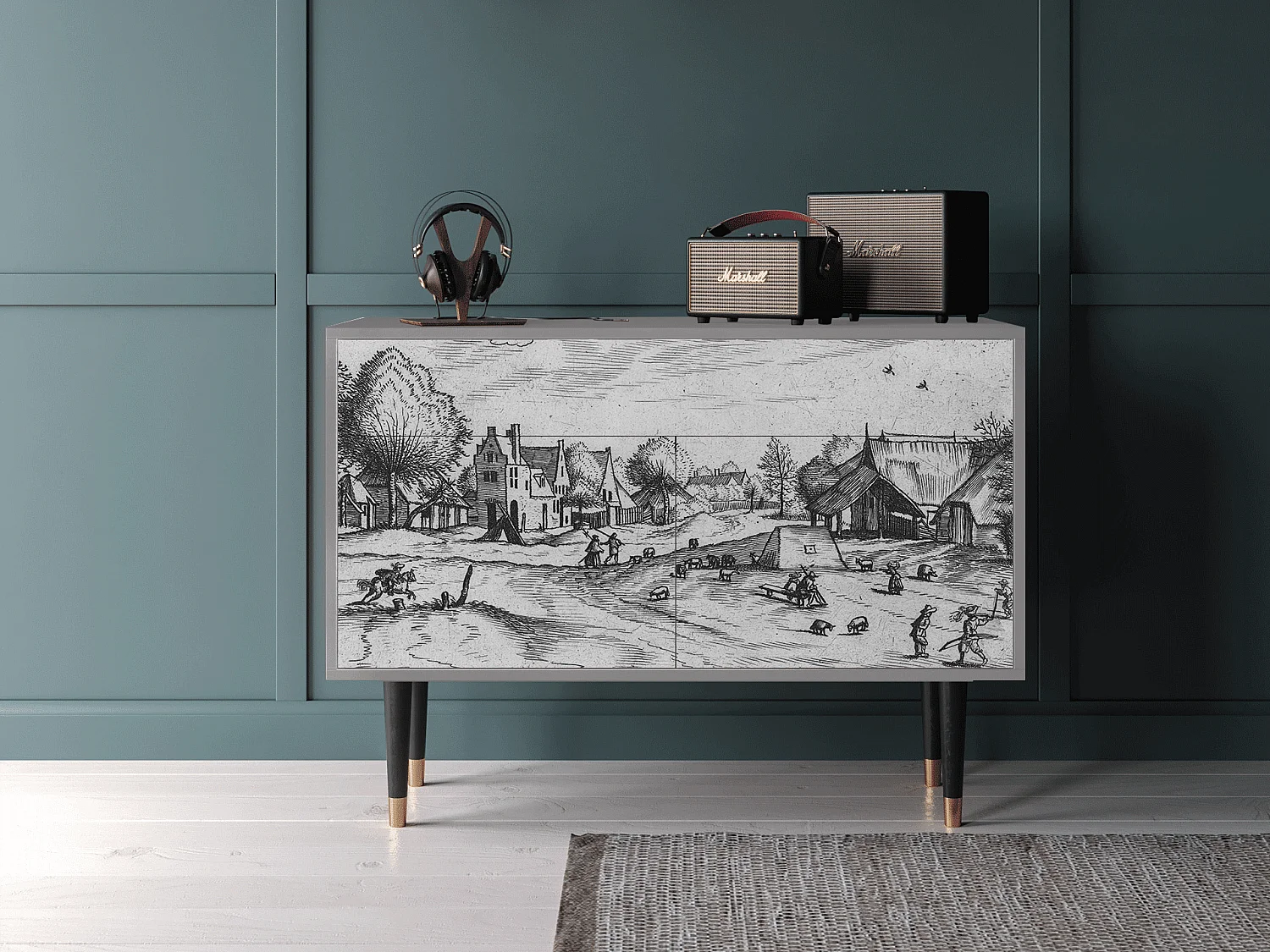 Aparador - 115x85x48 cm - BS4 - Country Village, Gris