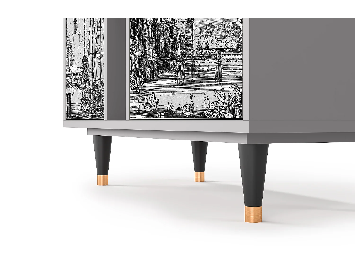 Kredens - 94х96х41 cm - BS5 - Castle with Bridge, Szary