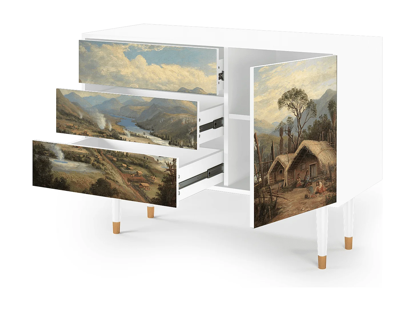 Aparador - 115х84х41 cm - S3 - View Across the Plains , Branco