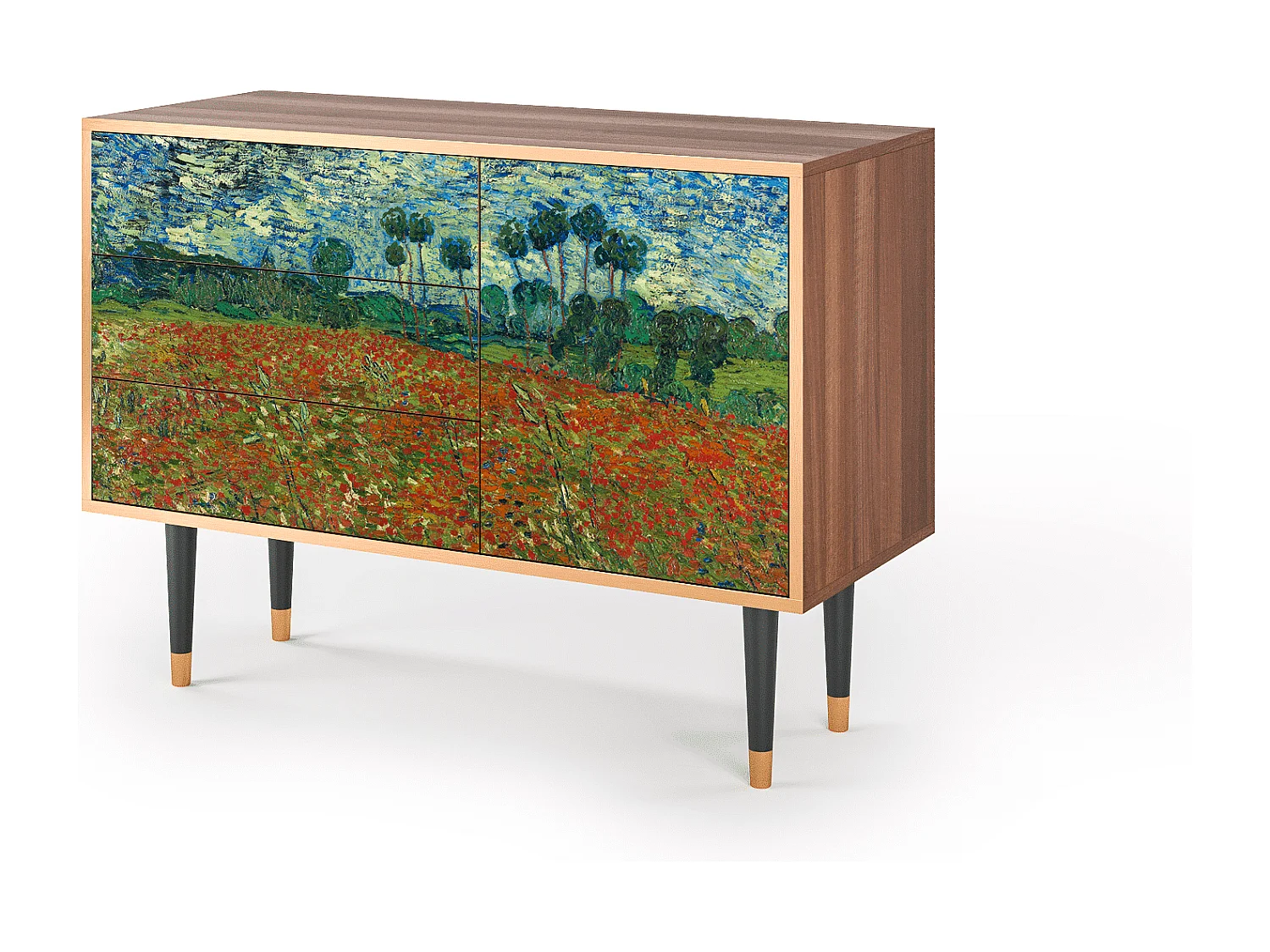 Dressoir - 115х84х41 cm - S3 - Poppy field by van Gogh, Walnoot
