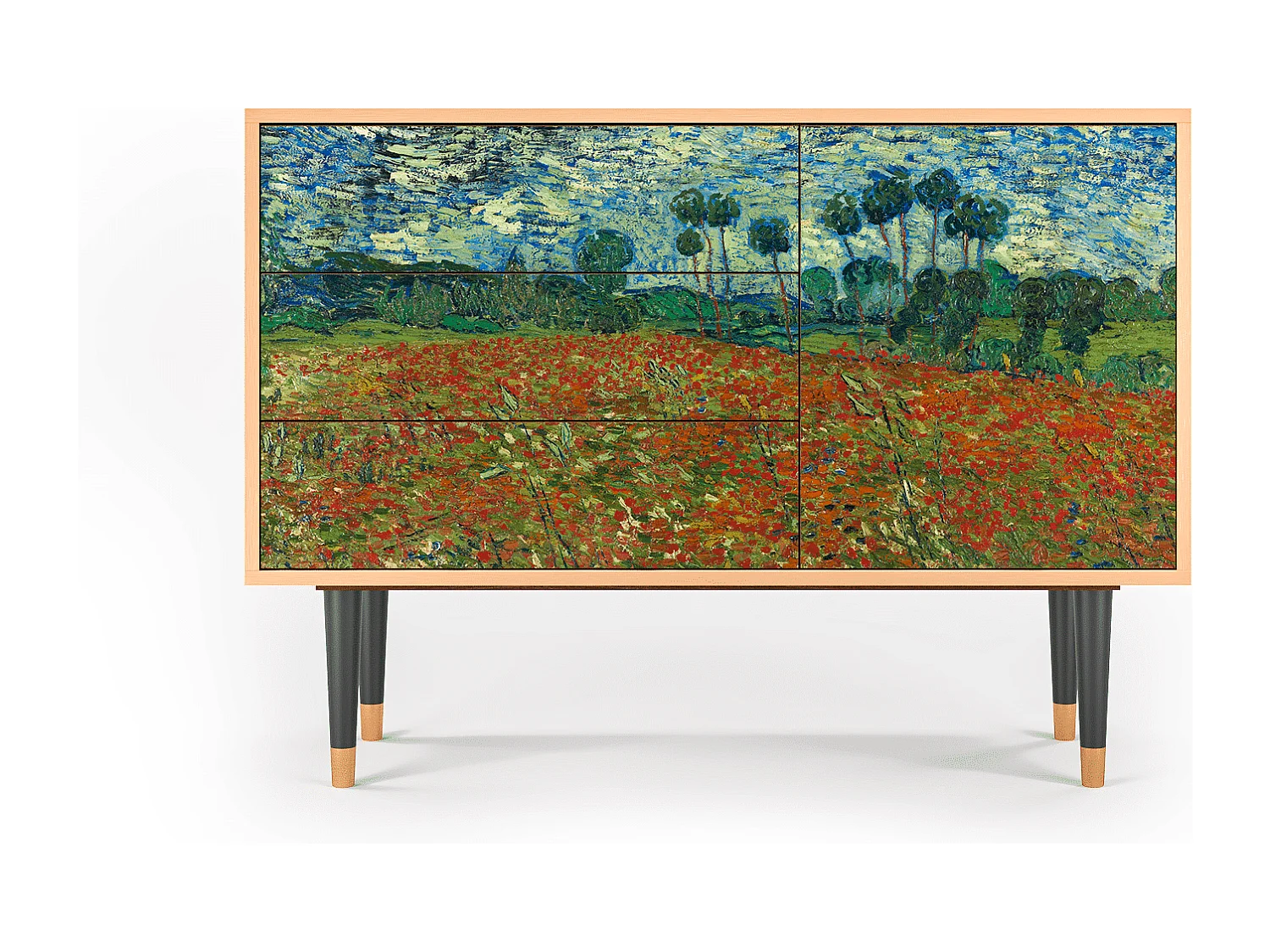 Credenza - 115х84х41 cm - S3 - Poppy field by van Gogh, Noce