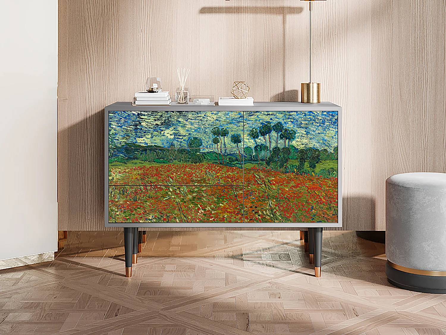Buffet - 115х84х41 cm - S3 - Poppy field by van Gogh, Gris