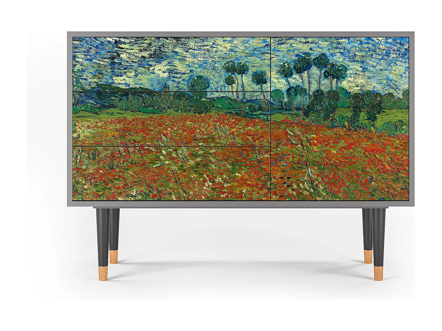Dressoir - 115х84х41 cm - S3 - Poppy field by van Gogh, Grijs