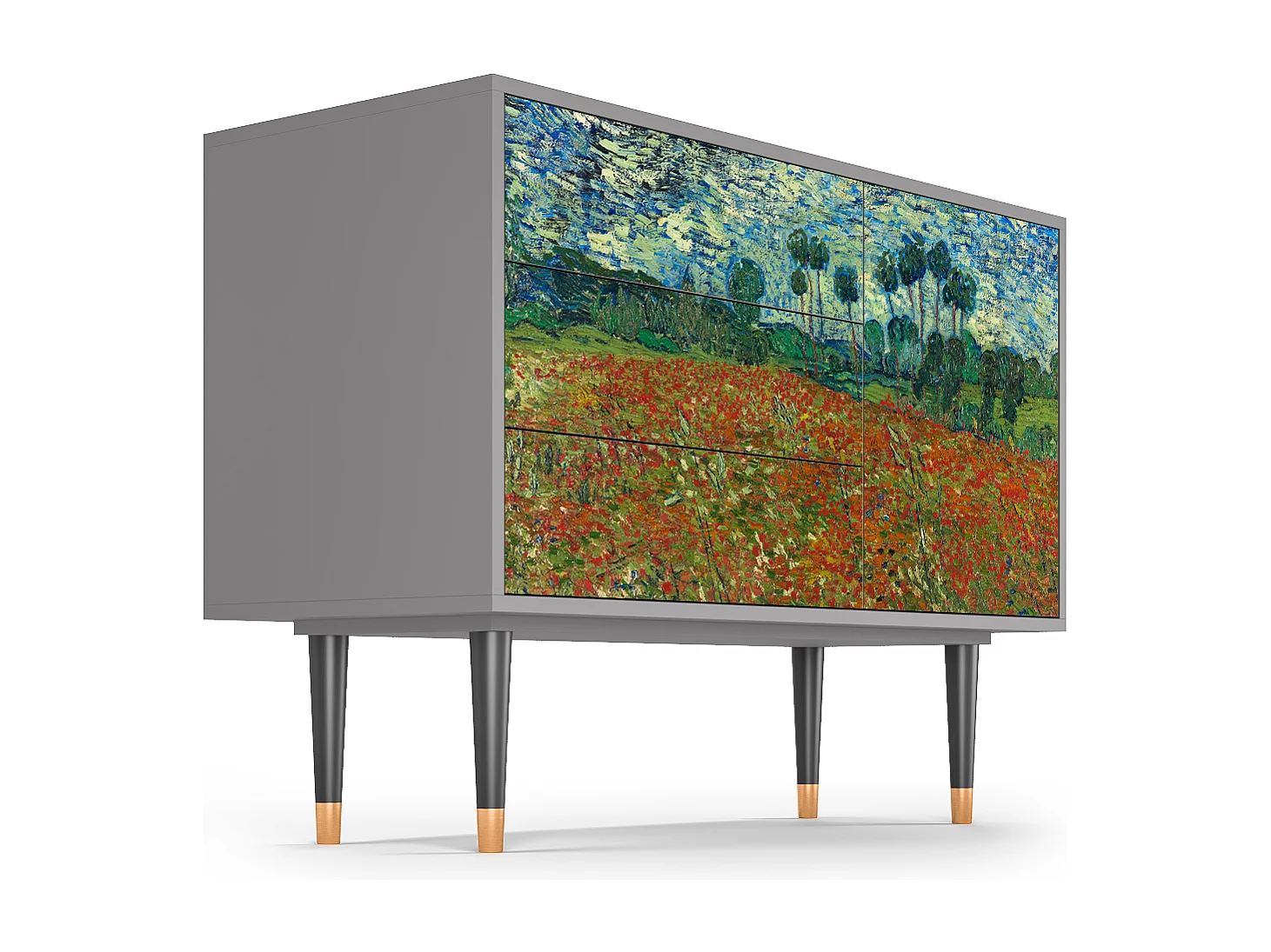 Dressoir - 115х84х41 cm - S3 - Poppy field by van Gogh, Grijs