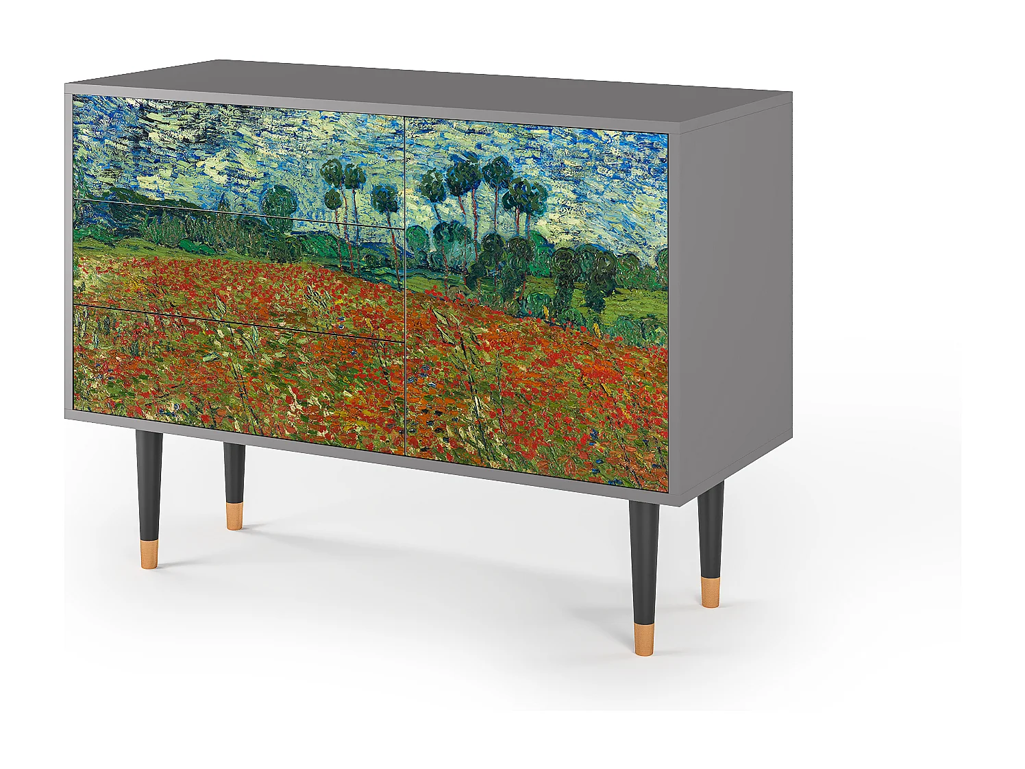Credenza - 115х84х41 cm - S3 - Poppy field by van Gogh, Grigio