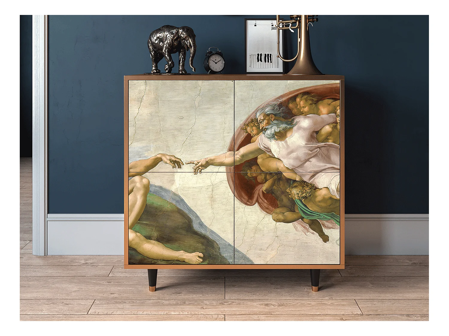 Kredens - 94x96x48 cm - BS3 - The Creation of Adam, Orzech