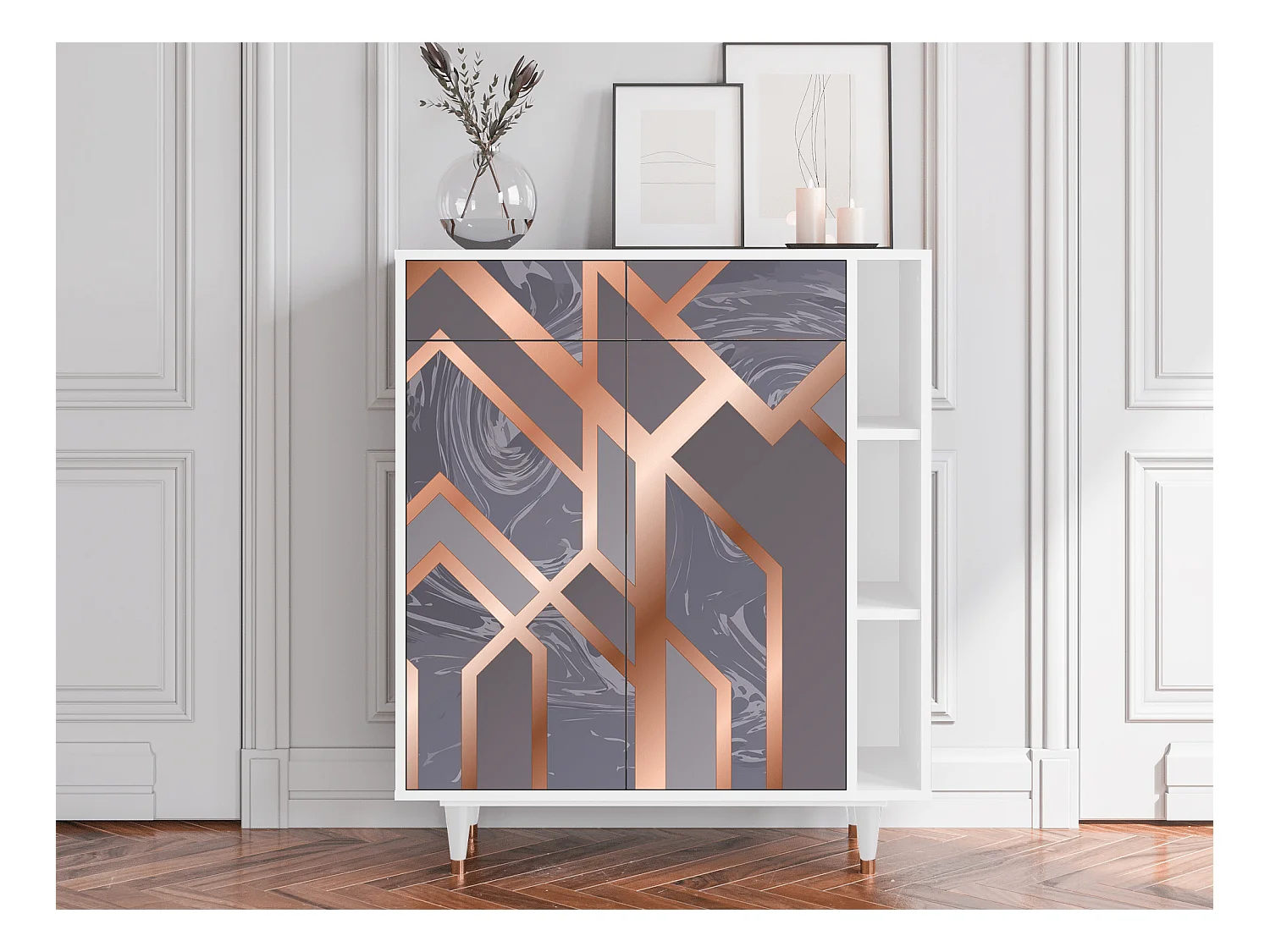Buffet - 96х110х41 cm - BS6 - Taupe Anatomy, Blanc