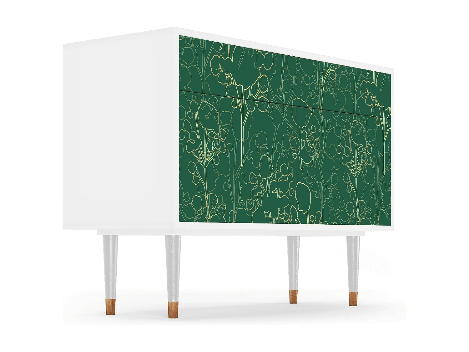 Sideboard - 115x85x48 cm - BS4 - Emerald Forest, Weiß