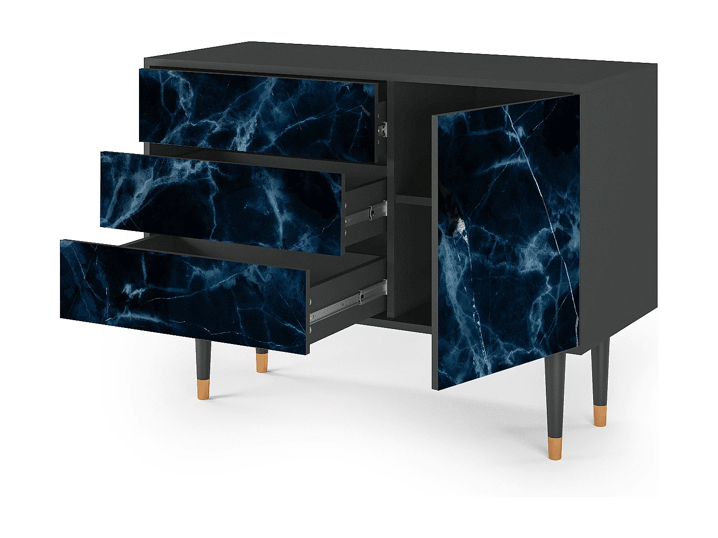 Kredens - 115х84х41 cm - S3 - Deep Ocean, Antracyt