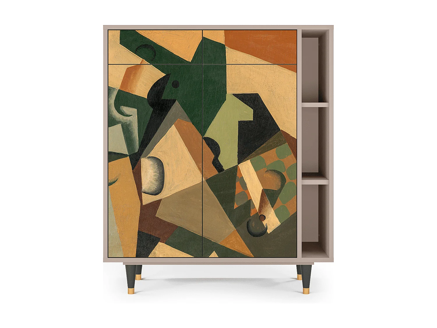 Kredens - 96х110х41 cm - BS6 - Glass and Checkerboard, Latte