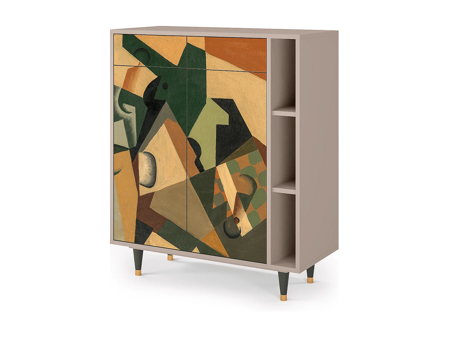 Kredens - 96х110х41 cm - BS6 - Glass and Checkerboard, Latte