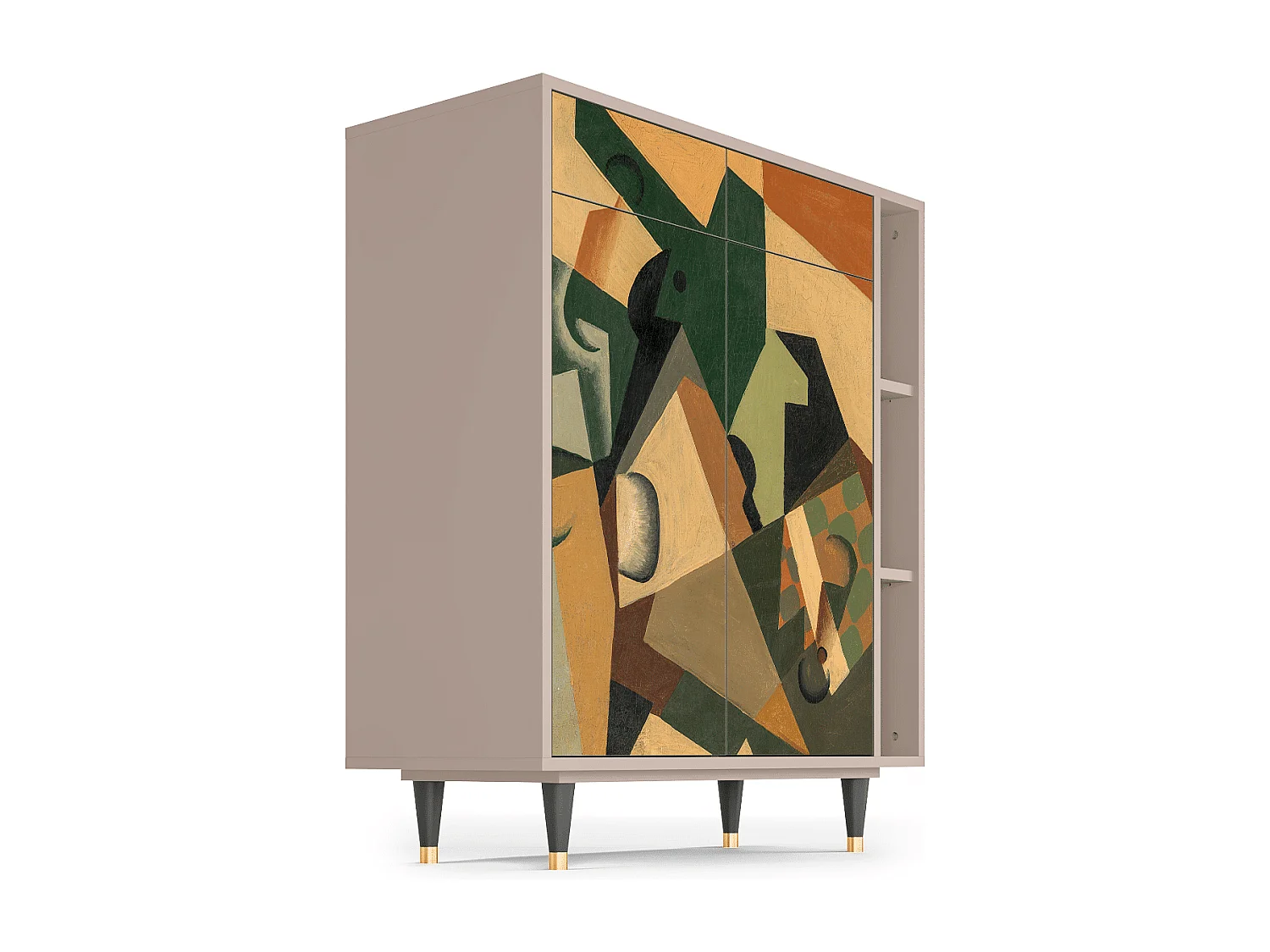 Kredens - 96х110х41 cm - BS6 - Glass and Checkerboard, Latte