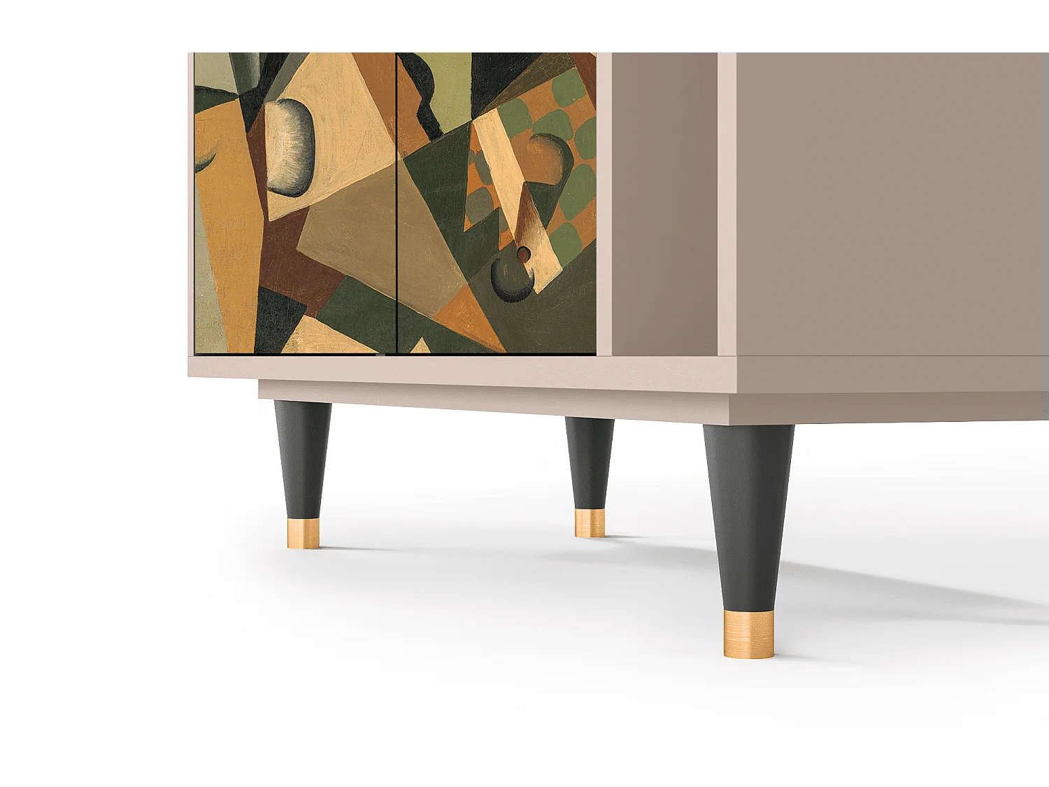 Kredens - 96х110х41 cm - BS6 - Glass and Checkerboard, Latte