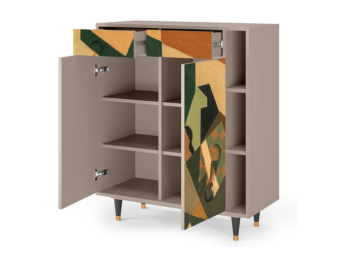 Kredens - 96х110х41 cm - BS6 - Glass and Checkerboard, Latte