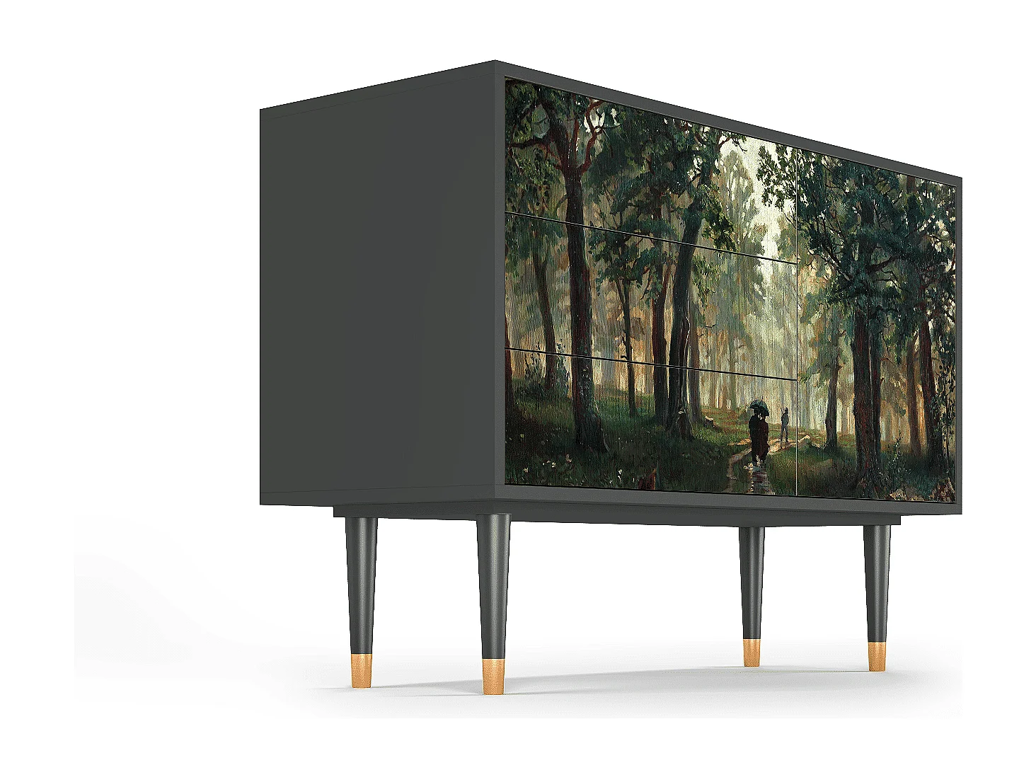 Kredens - 115х84х41 cm - S3 -  Rain in the Oak Forest, Antracyt