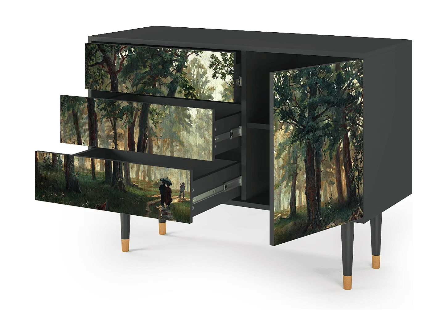 Kredens - 115х84х41 cm - S3 -  Rain in the Oak Forest, Antracyt