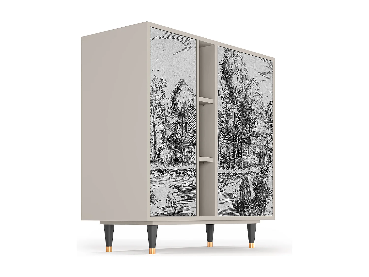 Kredens - 94х96х41 cm - BS5 - A Pond, Piaskowy