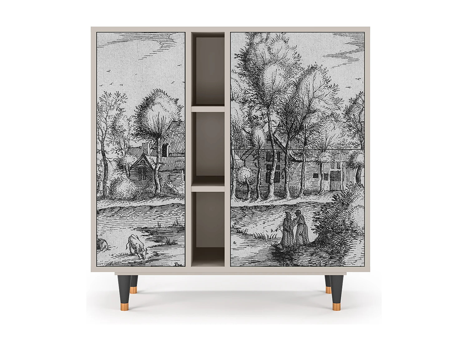 Kredens - 94х96х41 cm - BS5 - A Pond, Piaskowy