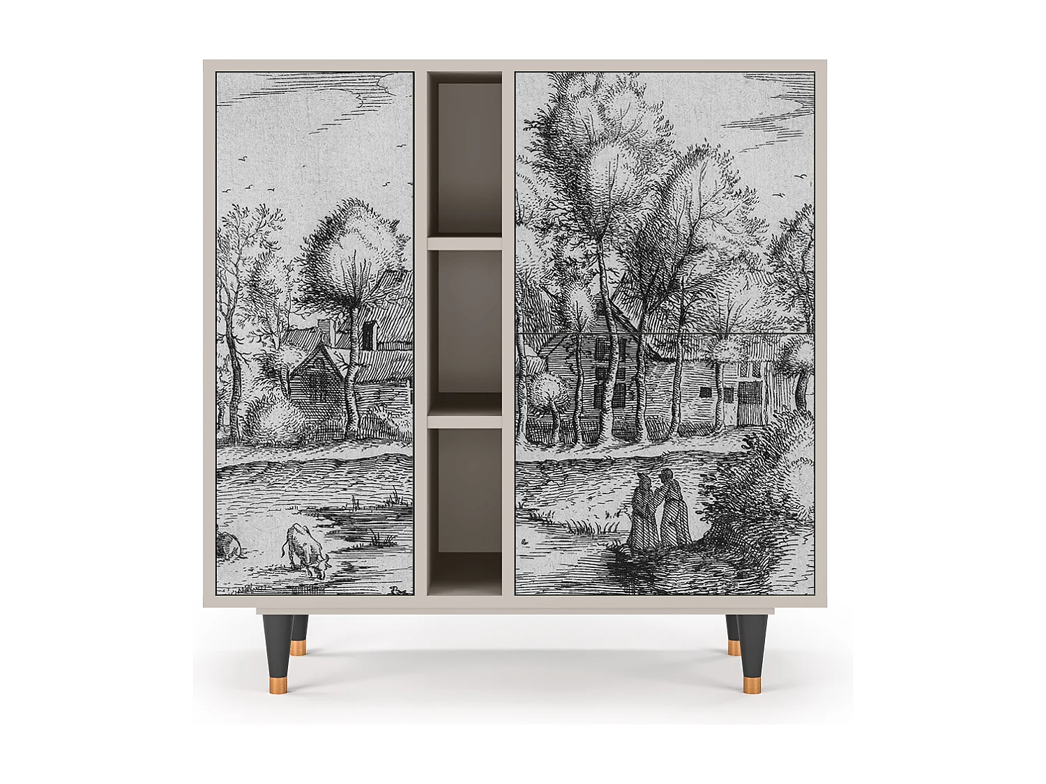 Kredens - 94х96х41 cm - BS5 - A Pond, Piaskowy