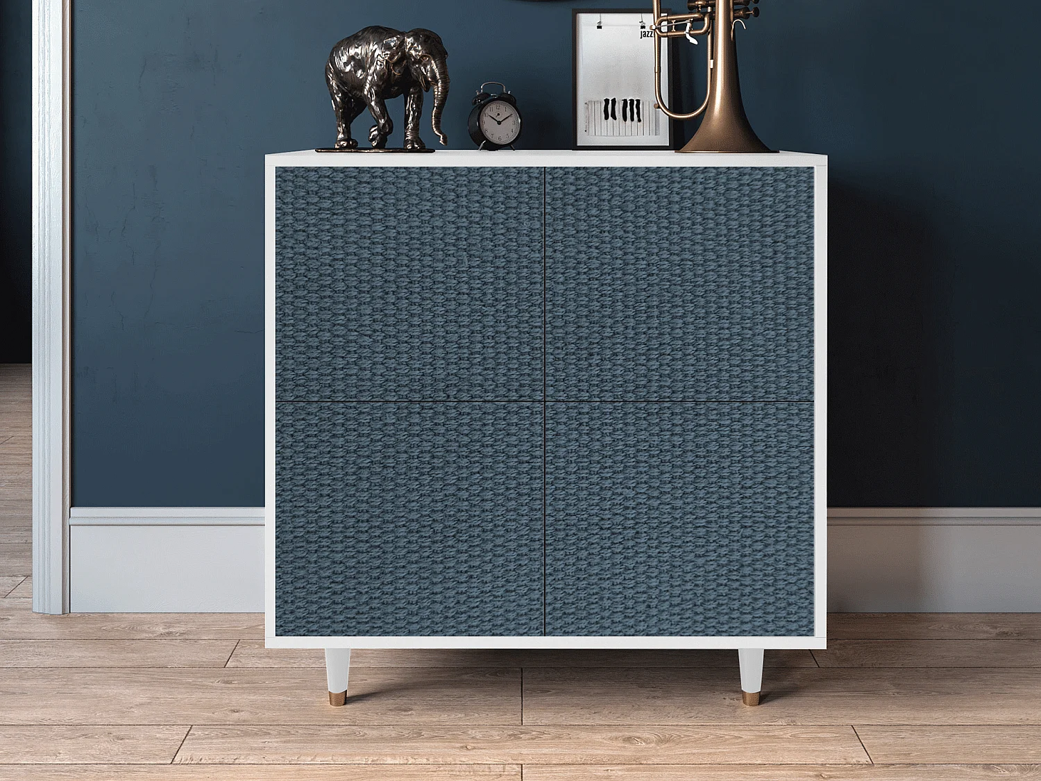 Buffet - 94x96x48 cm - BS3 - Knitted Pattern, Blanc