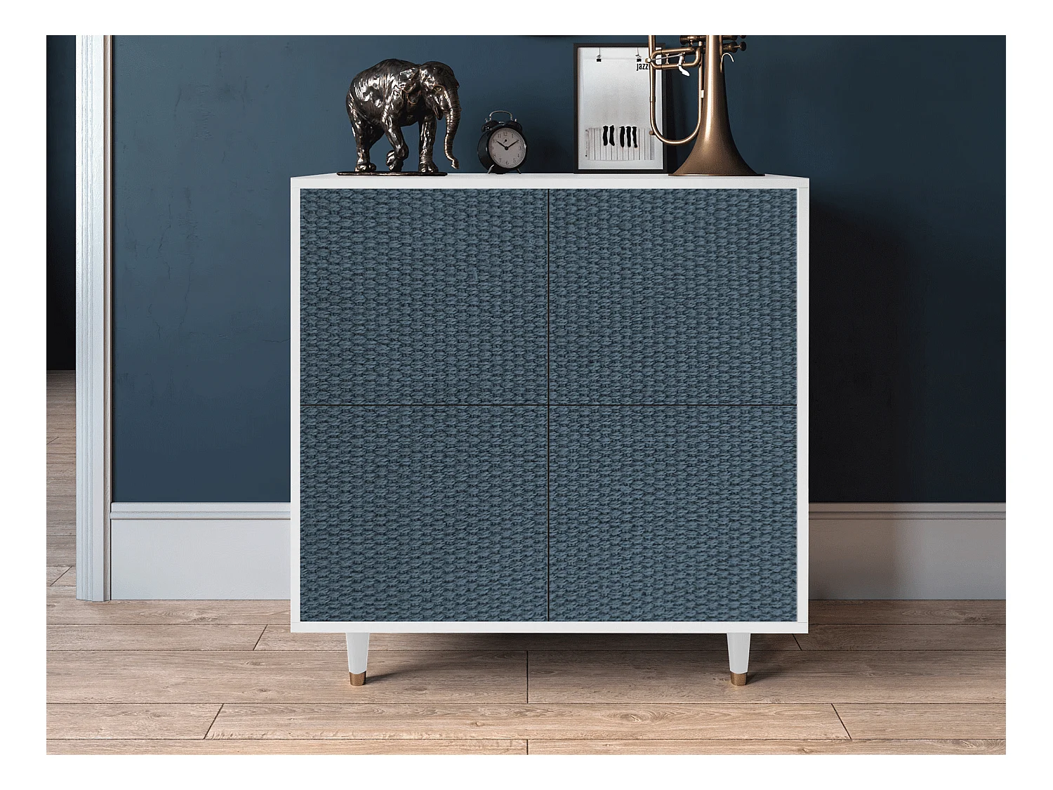 Buffet - 94x96x48 cm - BS3 - Knitted Pattern, Blanc