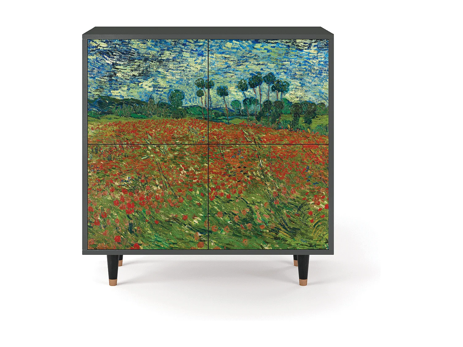 Kredens - 94x96x48 cm - BS3 - Poppy field by van Gogh, Antracyt