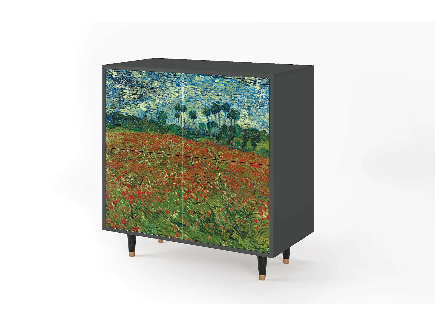Kredens - 94x96x48 cm - BS3 - Poppy field by van Gogh, Antracyt