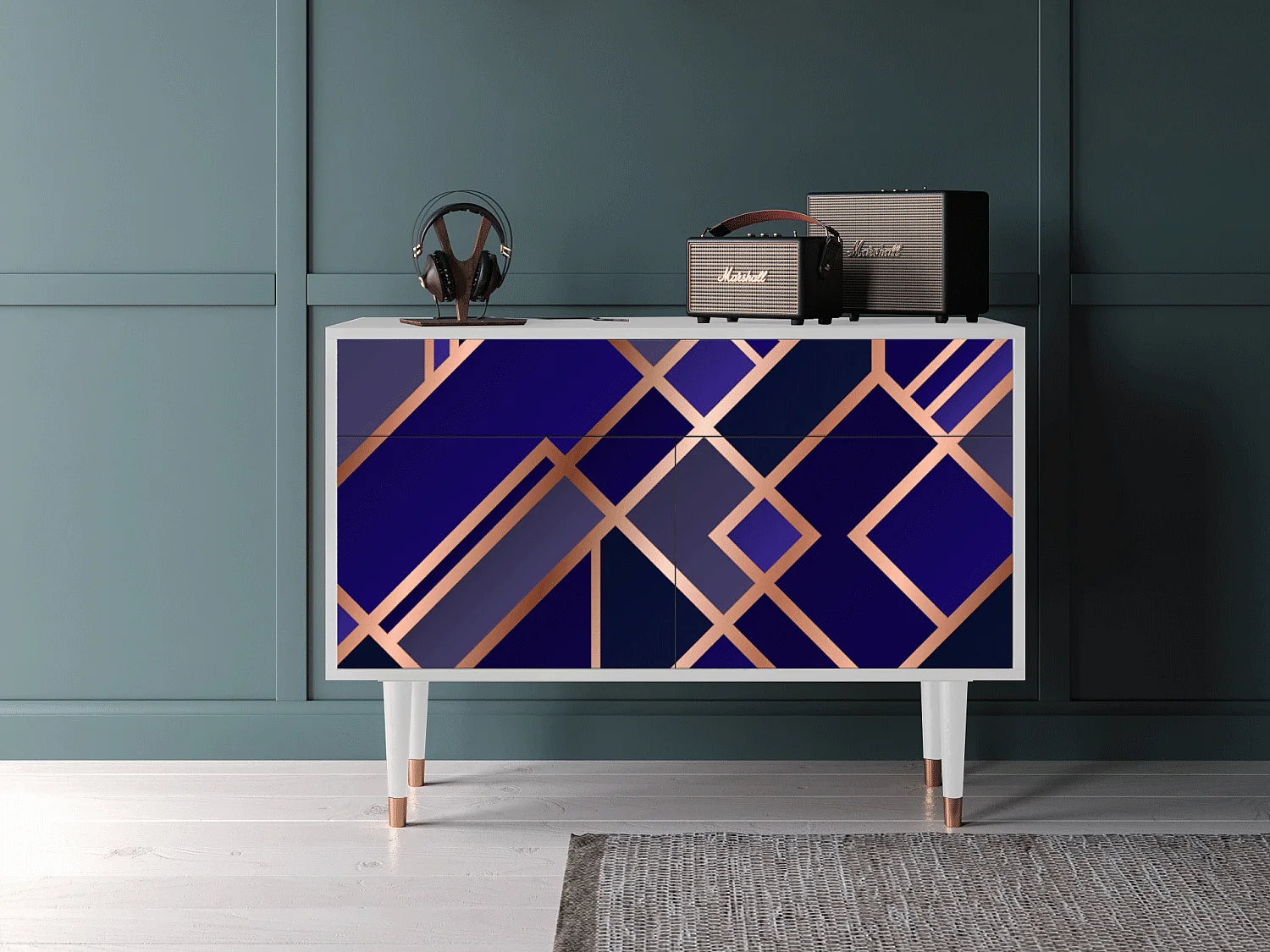 Buffet - 115x85x48 cm - BS4 - Aquamarine Getsby, Blanc