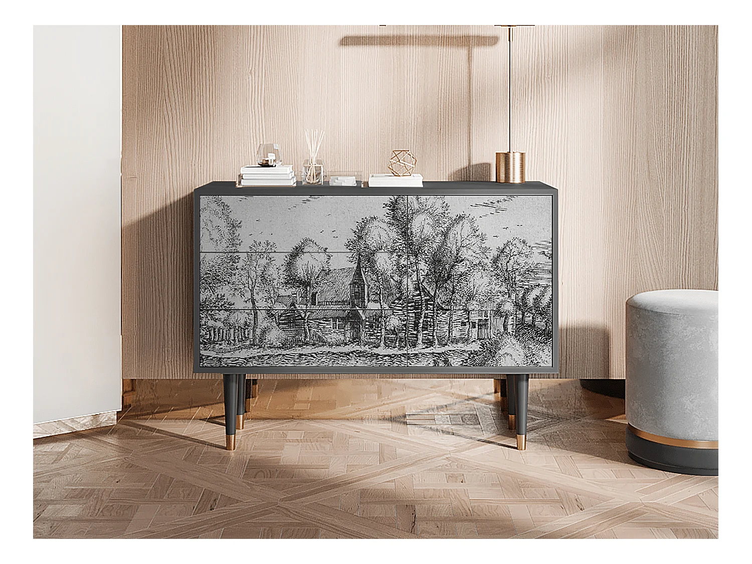 Kredens - 115х84х41 cm - S3 - A Pond, Antracyt