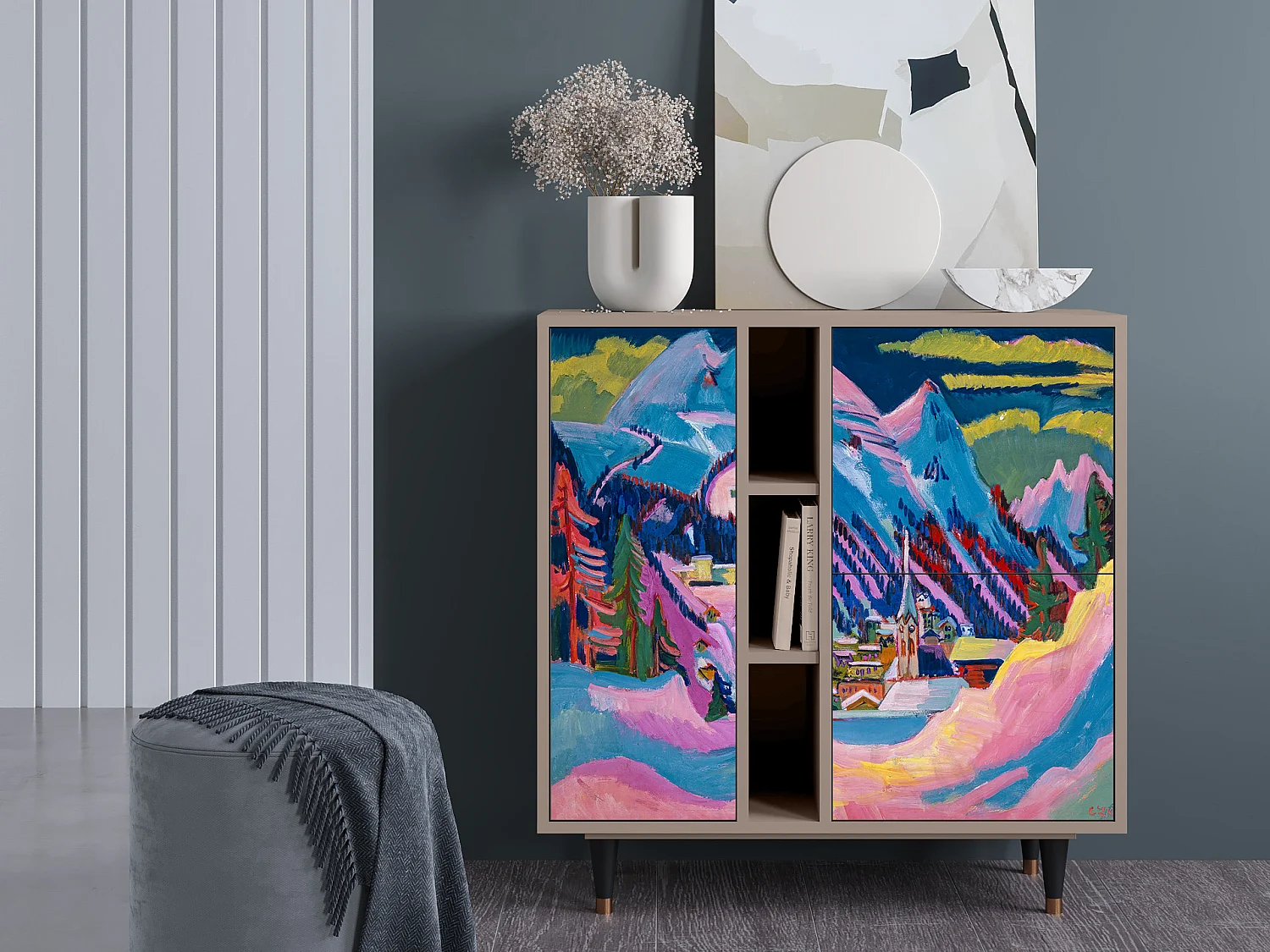 Kredens - 94х96х41 cm - BS5 - Davos Winter, Latte